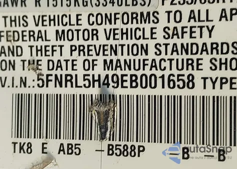 2014 Honda Odyssey Ex from USA, damaged, VIN 5FNRL5H49EB001658